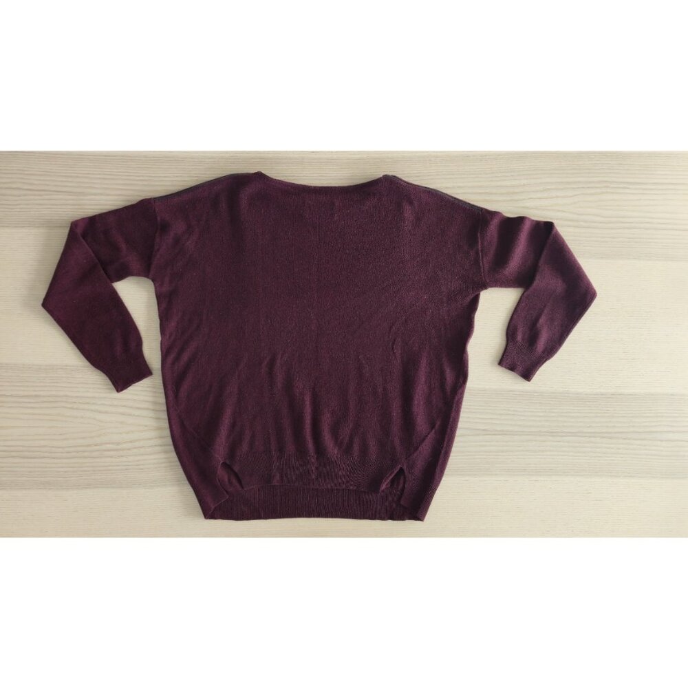 Zadig & Voltaire Burgundy Wool Cashmere Sweater with Leather Detail - Picture 3 of 10